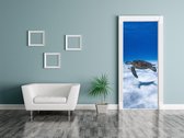 Luxe Deursticker Schildpad - blauw - Sticky Decoration - deurposter - decoratie - woonaccesoires - op maat voor jouw deur