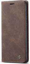 Samsung Galaxy S21 Bookcase hoesje - CaseMe - Effen Donkerbruin - Kunstleer