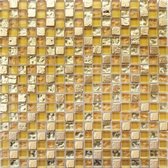 Alfa Mosaico Mozaiek Fantasia mix goud travertine/glas 1,5x1,5x0,8 cm -  Mix, Goud Prijs per 1 matje.