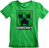 Minecraft Kinder Tshirt -Kids tm 8 jaar- Creeper Face Groen