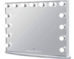 Bright Beauty Vanity hollywood make up spiegel met verlichting - 80 x 60 cm - dimbaar - zonder rand - wit - hoogwaardig gespoten MDF