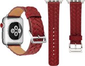 Leren Apple watch bandjes van By Qubix - 38mm / 40mm - Rood leer - Gewoven -  Geschikt voor alle 38mm / 40mm apple watch series en Nike+ - leren apple watch bandje - Hoge kwaliteit!