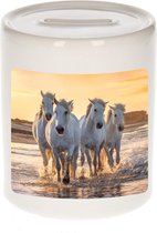 Dieren wit paard foto spaarpot 9 cm jongens en meisjes - Cadeau spaarpotten paarden liefhebber