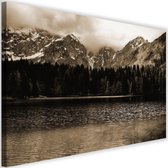 Schilderij Bergmeer, 2 maten, bruin, Premium print