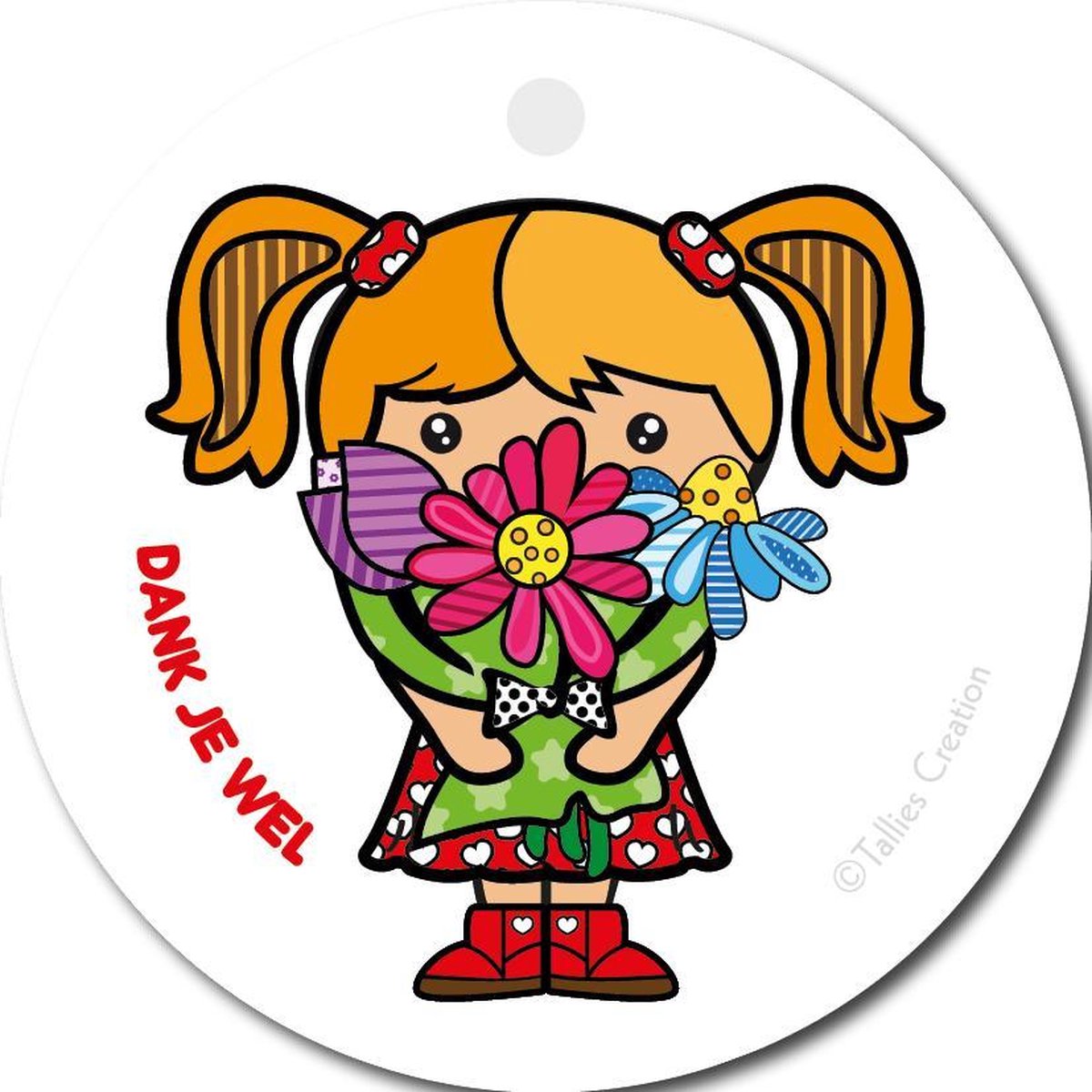 Tallies Cards - kadokaartjes - bloemenkaartjes - Dank je wel meisje - Popart - set van 5 kaarten - bedankkaart - bedankt - 100% Duurzaam