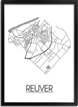 Reuver Plattegrond poster A3 + Fotolijst Zwart (29,7x42cm) - DesignClaud