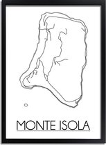 Monte Isola Italie Plattegrond poster A4 + Fotolijst Zwart (21x29,7cm) - DesignClaud