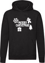 Merry Christmas | Hoodie | Trui | Sweater | kerst | holiday | sneeuw | Unisex | Capuchon | Zwart