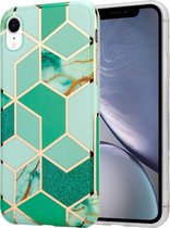 Green Pattern Marmer geschikt voor Apple iPhone Xr hoesje - groen
