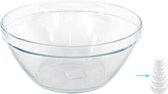 1x Glazen chipsschalen/keukenschalen Pompei 20 cm/2 liter - Schalen/kommen/mengkommen van glas