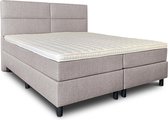 Boxspring Lancome compleet, merk Olympic Life, vlak, 200 x 200 cm, beige, 18-delig met 4 vlakken motief hoofdbord