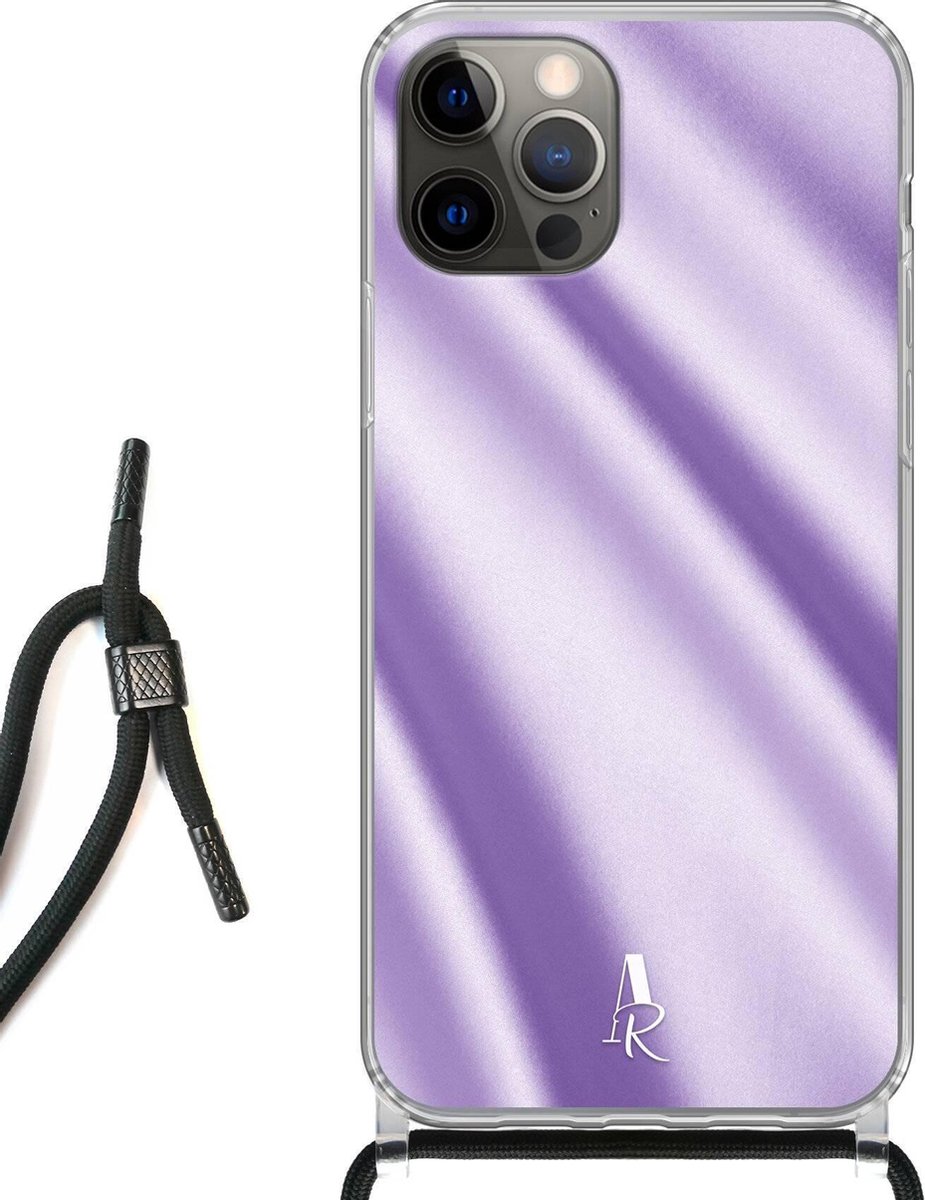 iPhone 12 hoesje met koord - Lavender Satin