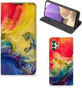 Stand Case Geschikt voor Samsung Galaxy A32 5G Smart Cover Watercolor Dark