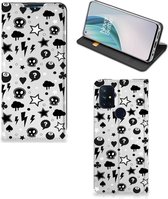 Stand Case met Pasjeshouder OnePlus Nord N10 5G Telefoonhoesje Silver Punk