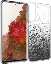 iMoshion Hoesje Geschikt voor Samsung Galaxy S21 Hoesje Siliconen - iMoshion Design hoesje - Zwart / Transparant / Splatter Black