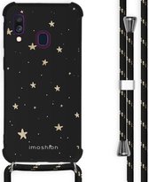 iMoshion Design hoesje met koord voor de Samsung Galaxy A40 - Sterren - Zwart / Goud