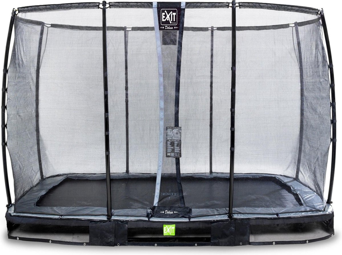 EXIT Elegant Premium inground trampoline 214x366cm met Deluxe veiligheidsnet - zwart