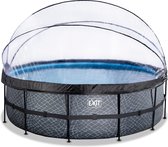 Piscine EXIT Stone ø450x122cm avec pompe filtrante à sable et dôme - grise