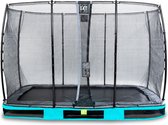 EXIT Elegant inground trampoline rechthoek 214x366cm met Economy veiligheidsnet- blauw