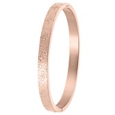 Lucardi - Dames Guess stalen roseplated bangle armband 4G logo - Staal - Armband - Cadeau - Stijlvol - Zilverkleurig