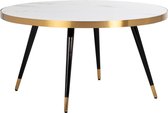 Witte marmeren salontafel met zwart metalen onderstel 80 cm (r-000SP39503)