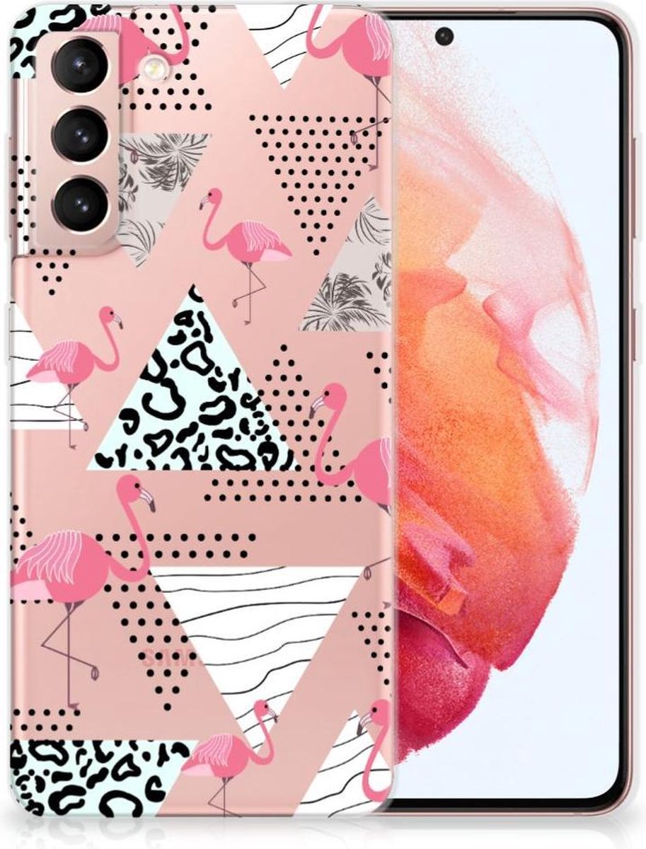 Samsung Galaxy S21 TPU Hoesje Flamingo Triangle