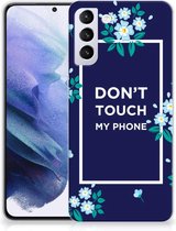 Housse en Cuir Etui de Protection pour Samsung Galaxy S21 Plus Coque Téléphone Fleurs Bleues Dtmp