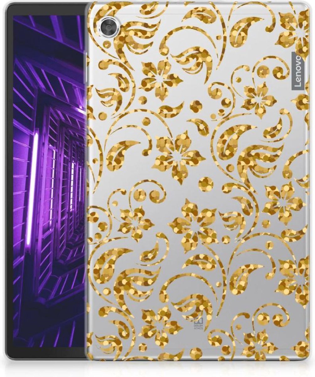 Lenovo Tab M10 Plus Siliconen Hoesje Gouden Bloemen