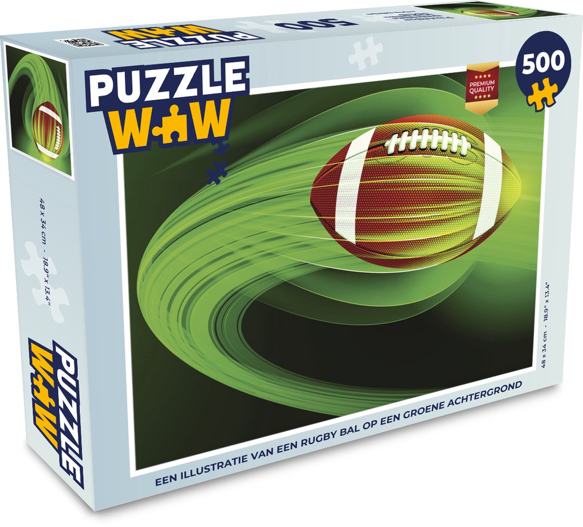 Puzzle Rugby Illustration 500 pièces - Une illustration d'un ballon de rugby  sur fond vert | bol.com