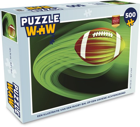 Puzzle Rugby Illustration 500 pièces - Une illustration d'un ballon de rugby  sur fond vert | bol
