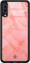 Samsung A50 hoesje glass - Marmer roze | Samsung Galaxy A50 case | Hardcase backcover zwart