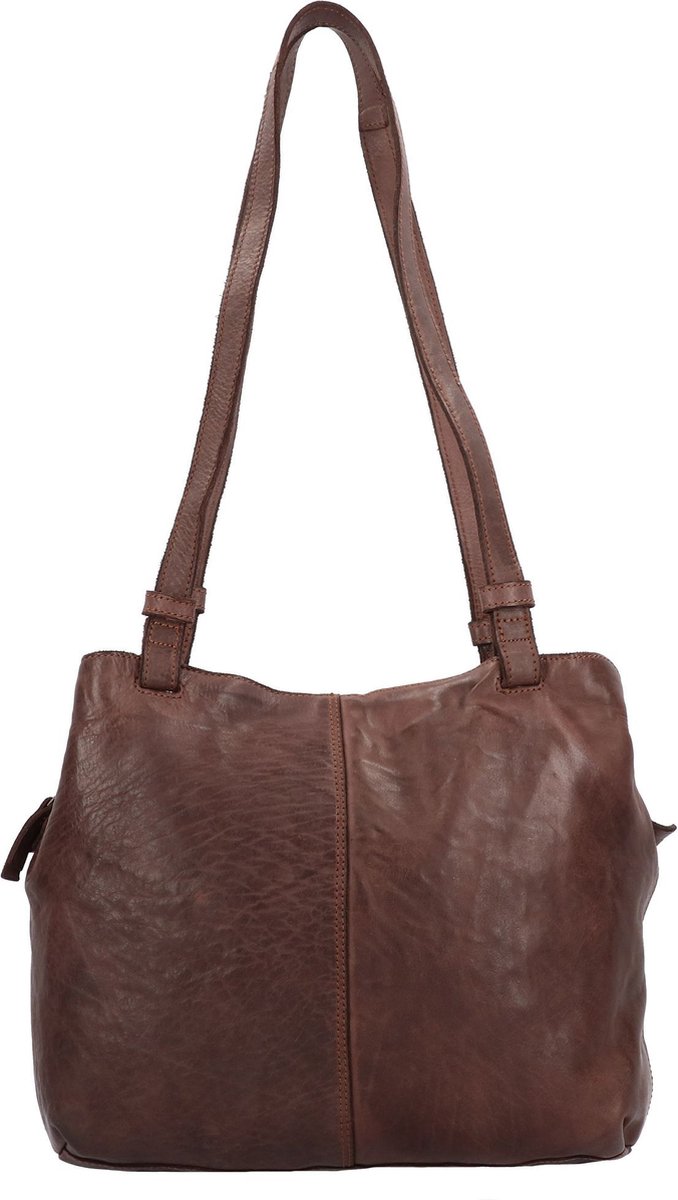 HAROLD'S Leren Schoudertas Submarine Shopper Twin Brown Donkerbruin