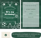 Uitnodiging kinderfeestje - Kinderfeest - Uitnodigingen - Verjaardag - Inclusief enveloppen - Eigen design en print - Wenskaart - Voetbal - 20 stuks - A6