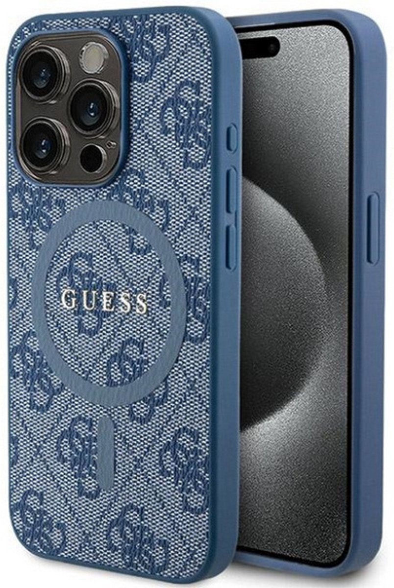 Guess 4G Back Case (MagSafe Compatible) - Geschikt voor Apple iPhone 14 Pro (6.1") - Blauw