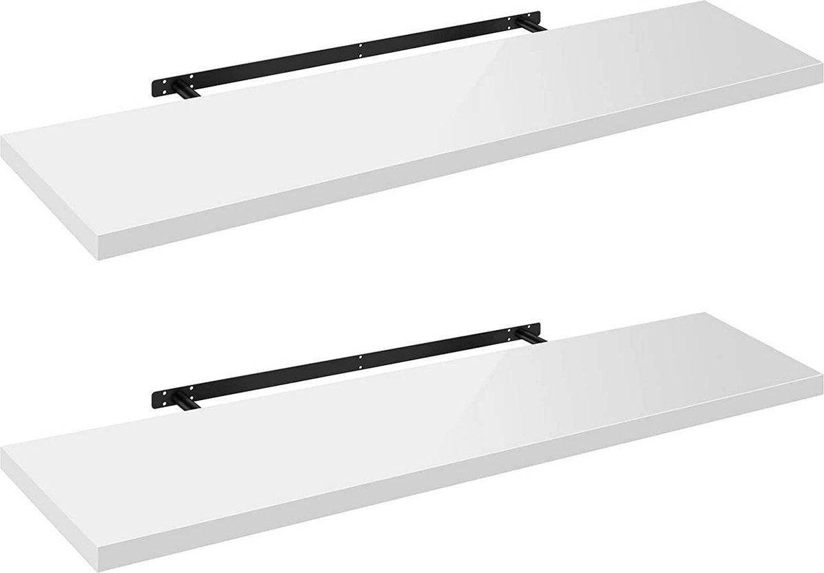 Set van 2 wandplanken - zwevende planken - displayranden - vochtbestendig - hoog draagvermogen - eenvoudige installatie - 120 cm x 22,9 cm x 3,8 cm