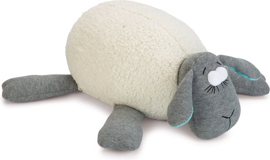 Beeztees Puppy Heartbeat - Puppyknuffel - Puppy speelgoed - Hondenknuffel voor Puppy - Knuffel met Hartslag - Wit/Grijs - 35x20x14 cm