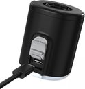 Zwarte Flextail pomp met USB-C poort en een grijze clip.