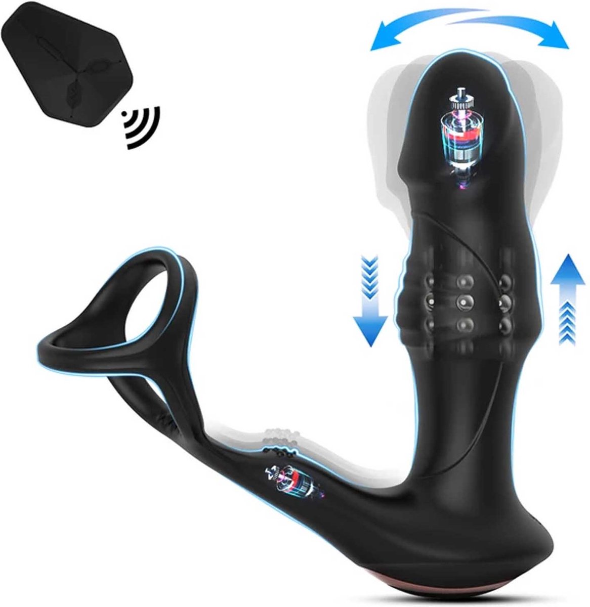 Goedkoopste Vibrerende Cockring met Telescoop Buttplug - anus - anusplug - plug - penis - vibrator - trillend - balzak - scrotum - penisring - incl afstandsbediening en oplader