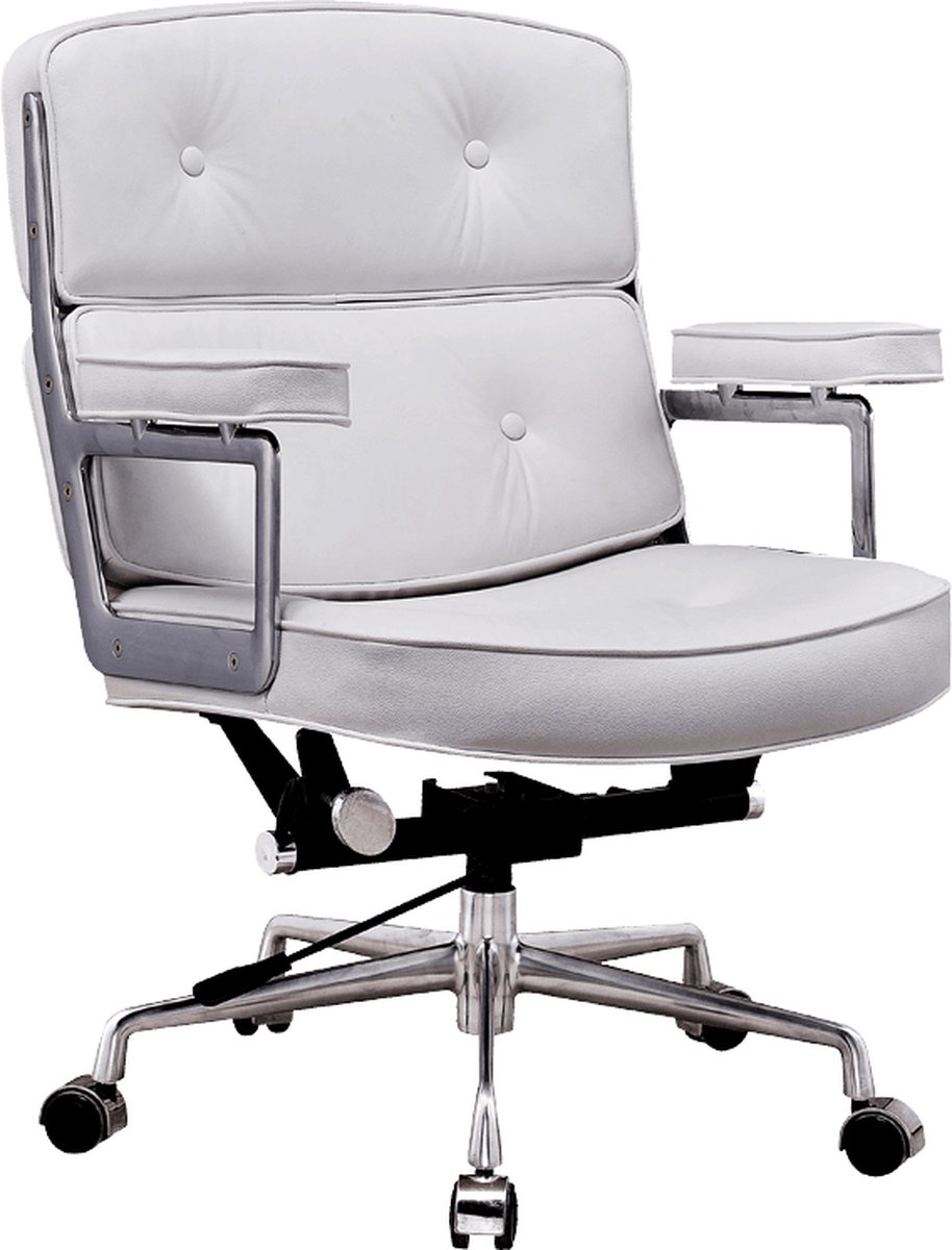 CD furniture Lobby Chair - Bureaustoel - Wit Leer - Chroom Onderstel