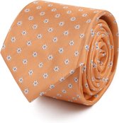 Suitable - Stropdas Zijde Mini Bloem Oranje - Luxe heren das van 100% Zijde - Bloem