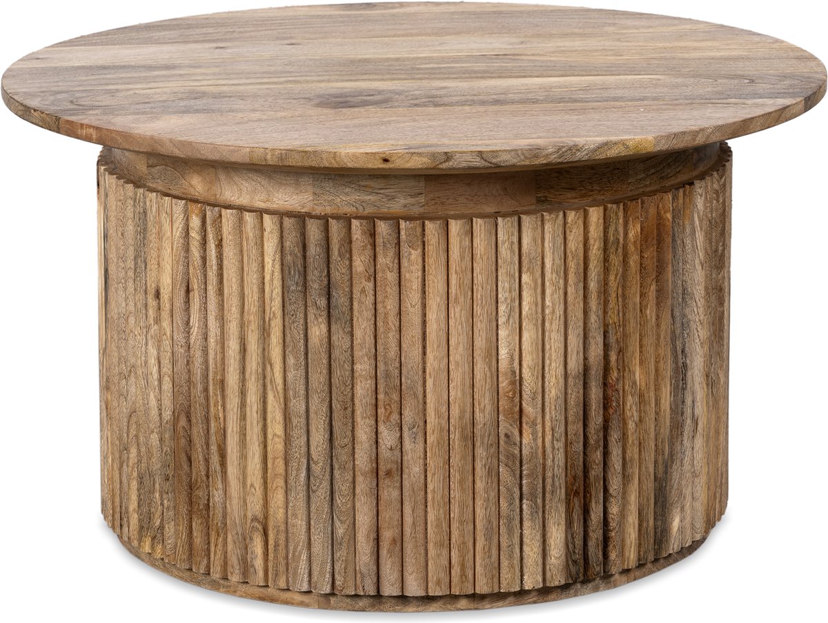 BLenS-Furniture Salontafel Fulskor Naturel Rond Mangohoutenmeubel