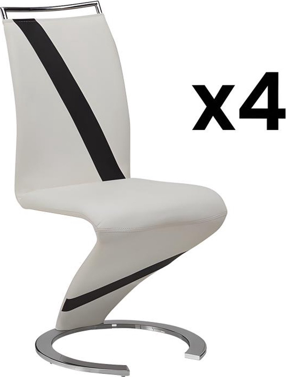 Vente-unique Set van 4 stoelen van kunstleer TWIZY - zwart & wit