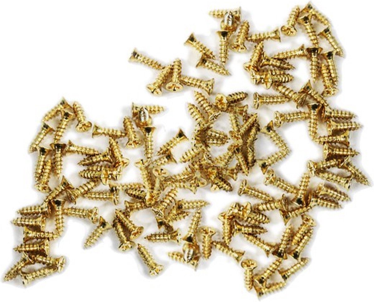 Set van 300 mini schroefjes (2.0x7 mm, verzonken, goudkleur)