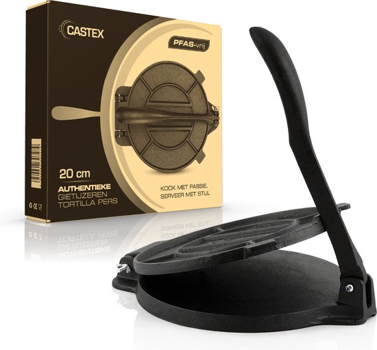 Castex Authentic Presse à tortillas Ø 20cm - Presse à tortillas - Poêle à tortillas - Machine à tacos