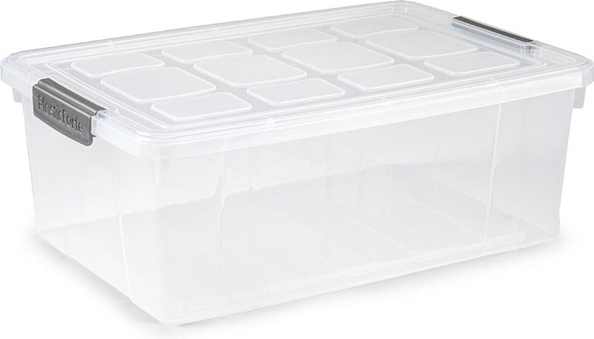 PlasticForte Opslag/opberg bak/box met deksel - kunststof - 37 x 26 x 14 cm - transparant - 9 liter