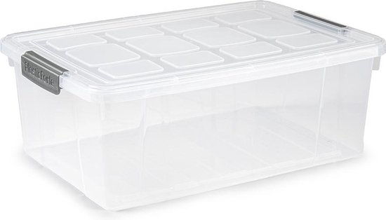 PlasticForte Conteneur de stockage/conteneur/boîte avec couvercle - plastique - 37 x 26 x 14 cm - transparent - 9 litres