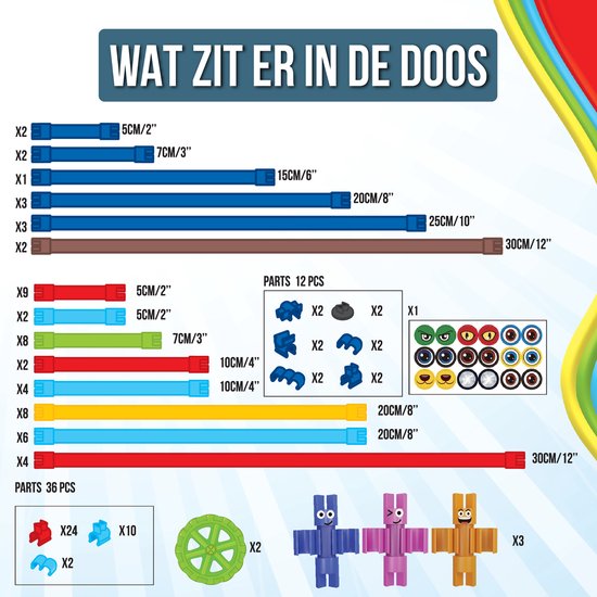 Spaghetteez - Fusilli Wheel - Flexibele Bouwstaafjes - Speelgoed 5,6,7,8 Jaar Jongens en Meisjes- Constructie Speelgoed- Montessori Speelgoed- Educatief Speelgoed