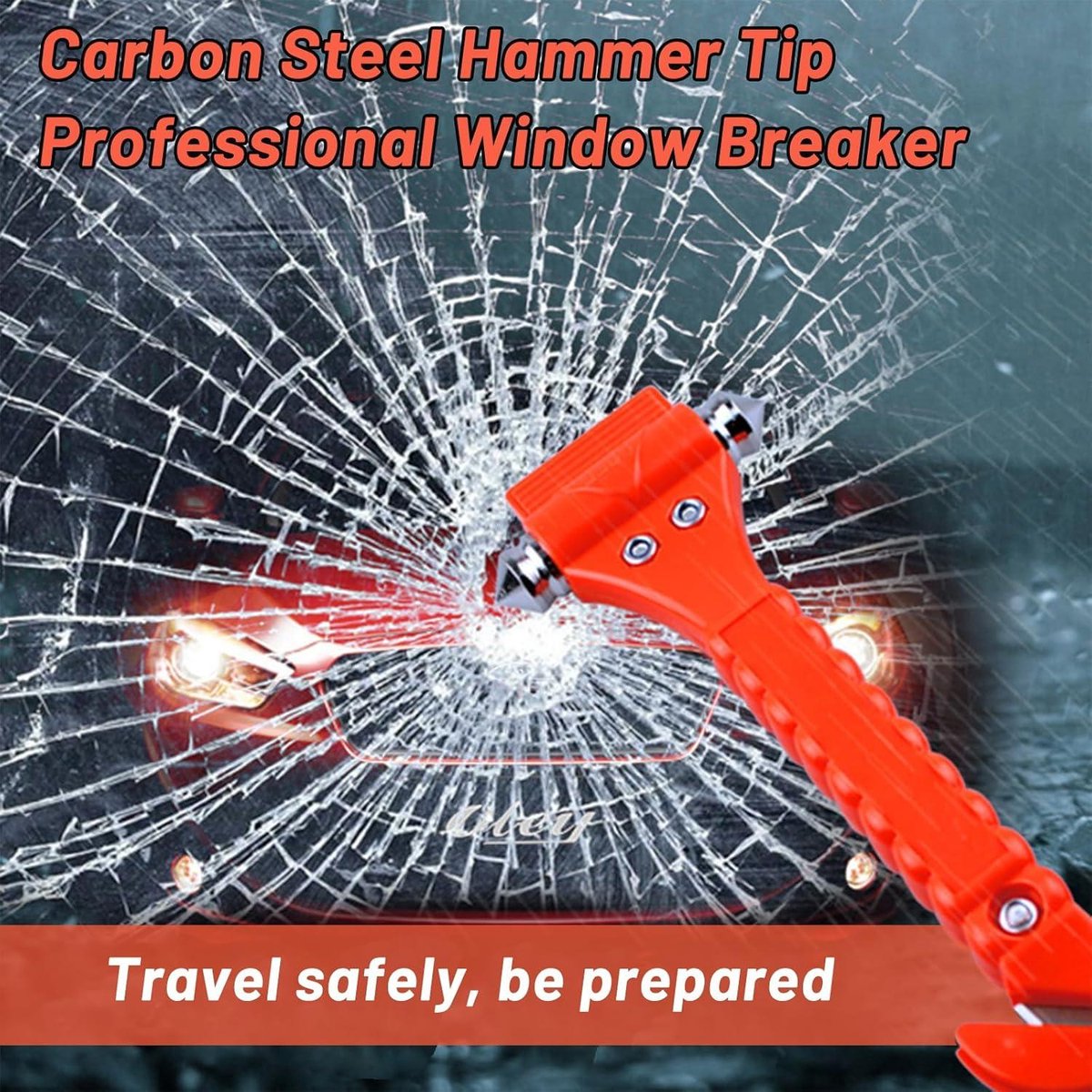 Noodhamer auto met gordelsnijder, 2 in 1 Seat Belt Cutter Emergency