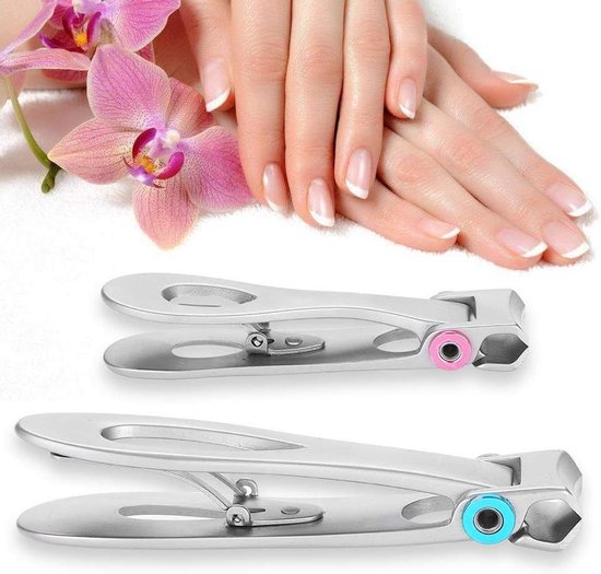 Foto: 2 stuks nagelknipper set nagel teen clippers trimmer schaar rvs manicure en pedicure gereedschap nagelverzorging zilver