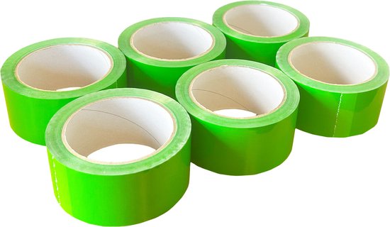 Ruban acrylique PP. Vert. 50 mm x 66 mètres. 6 rouleaux (020.0808)